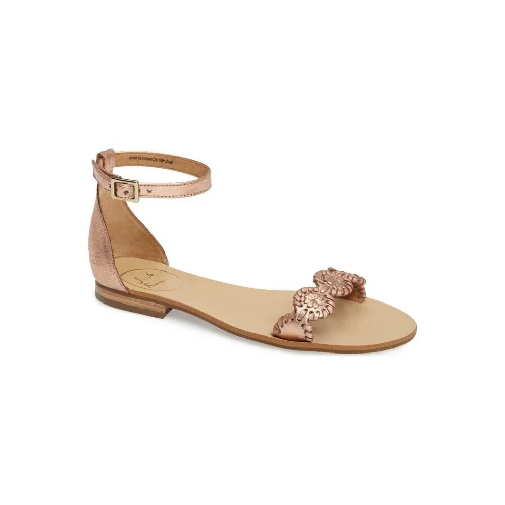 Jack Rogers Daphne Medallion Flat‎ Sandal (Women) 8.5 Rose Gold
